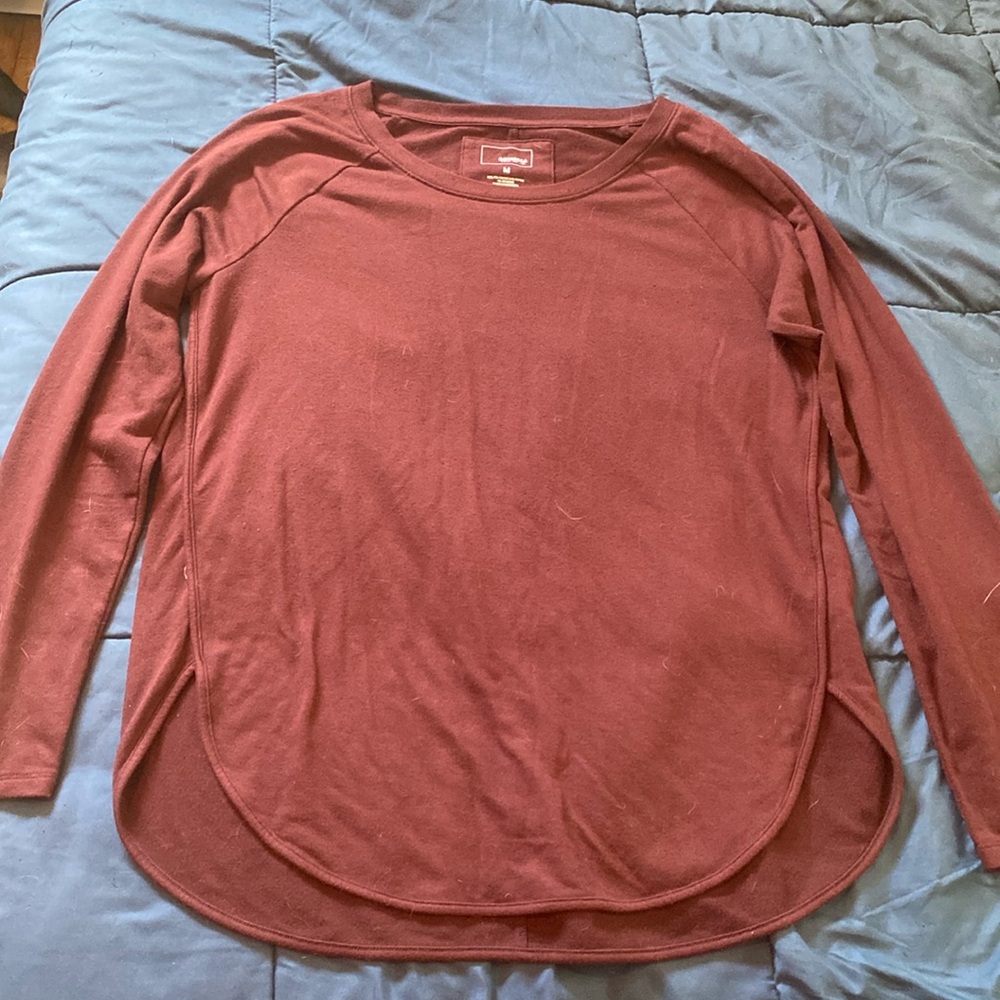 Burgundy Long Sleeved Shirt.